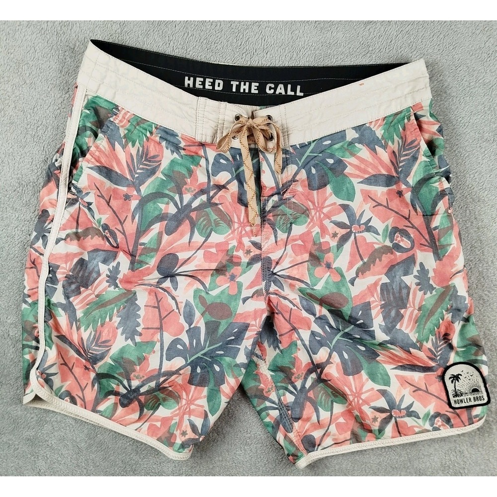 Howler Brothers Stretch Bruja Boardshort Swim Trunks Mens 33‎ Beach Tropical